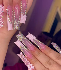 Super Long Sparkly Diamond Press On Nails