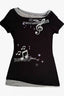 Y2K Slim Off-shoulder Music Note Printed T-shirt