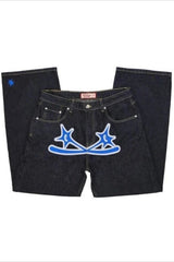 Punk Rock Y2K Print Men's Straight Denim Pants