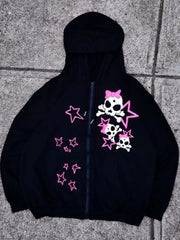 Y2K Retro Skull Oversized Zip Hoodie