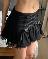 Sweet Lace Trim Bandage Skirt