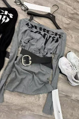 Y2K American Vintage Skew Neck Knit Top