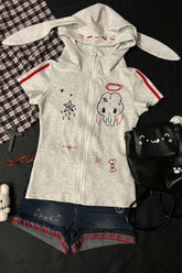 Cute Geeky Hooded Fitted T-shirt