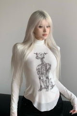 Skull Dog High Neck Slim T-Shirt