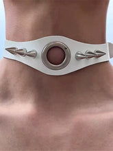 Cyberpunk Rivet Studded Leather Necklace
