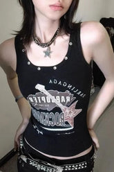 Edgy Punk Design Short Sleeve Crop Top