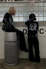 Gothic Punk 3D Print Long Sleeve Knit Top