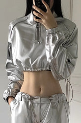 Cyber Holographic Reflective Crop Top
