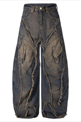 Gothic Frayed Tassel Distressed Straight Leg Pants