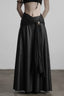 Dark Fashion Asymmetrical Ring-Tie Leather Skirt