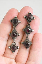 Dark Retro Ruby Inlaid Earring
