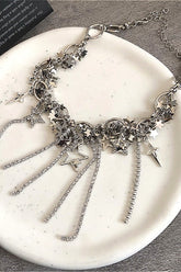 Layered Star Tassel Clavicle Necklace
