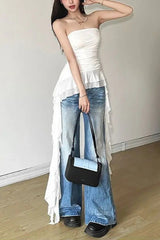 Off Shoulder Tassel Wrap Crop Top