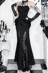 Lace Cross Mermaid Maxi Dress