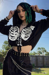 Punk Style Skeleton Print Hoodie