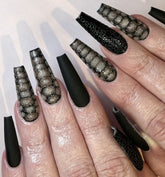 Punk Snake Pattern Extra Long Fake Nails