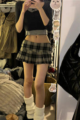 Y2K Punk Low-Waist Plaid Skirt