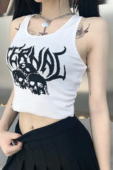 Punk Print Gothic Halter Sexy Crop Top