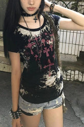 Y2K Print Crop T-Shirt