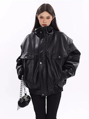 Windproof Thick PU Leather Jacket
