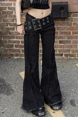 Black Studded Waistband Cargo Pant