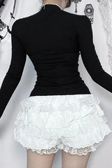 Y2K Aesthetic Lace Paneled Gothic T-shirt