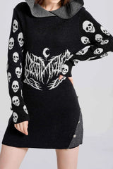 Halloween Skull Hooded A-Line Dress