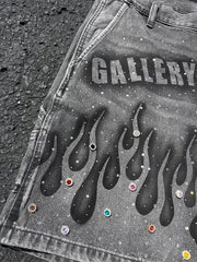 Distressed Rhinestone Embellished Denim Shorts