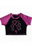 Edgy Retro Print Slim Crop Top