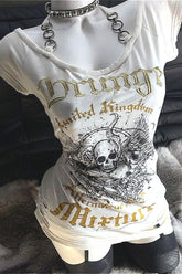 Y2K Punk Skull Halter Top