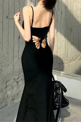 Butterfly Hollow Out Straps Backless Bodycon Maxi Dress