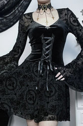 Lace Patchwork Halloween Gothic Dress