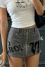 Gray Letter Print Studded Shorts