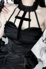 Vintage Alt Goth Lace Patchwork See Through Maxi Dress