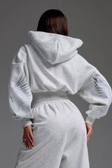 Motorcycle Print Zip-Up Hoodie