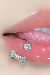 Dog Bone Zircon Lip Stud