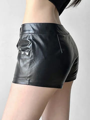 Skinny Lace Up Booty Leather Shorts