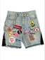 Harajuku Embroidered Applique Denim Shorts