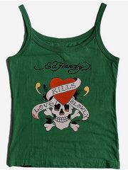 Vintage Skull Rose Print Cami