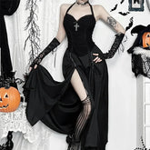Gothic Lace Patchwork Maxi Dress
