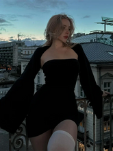 Puff Sleeve Square Collar Mini Dress