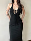 Elegant Hollow Out Spaghetti Midi Dress