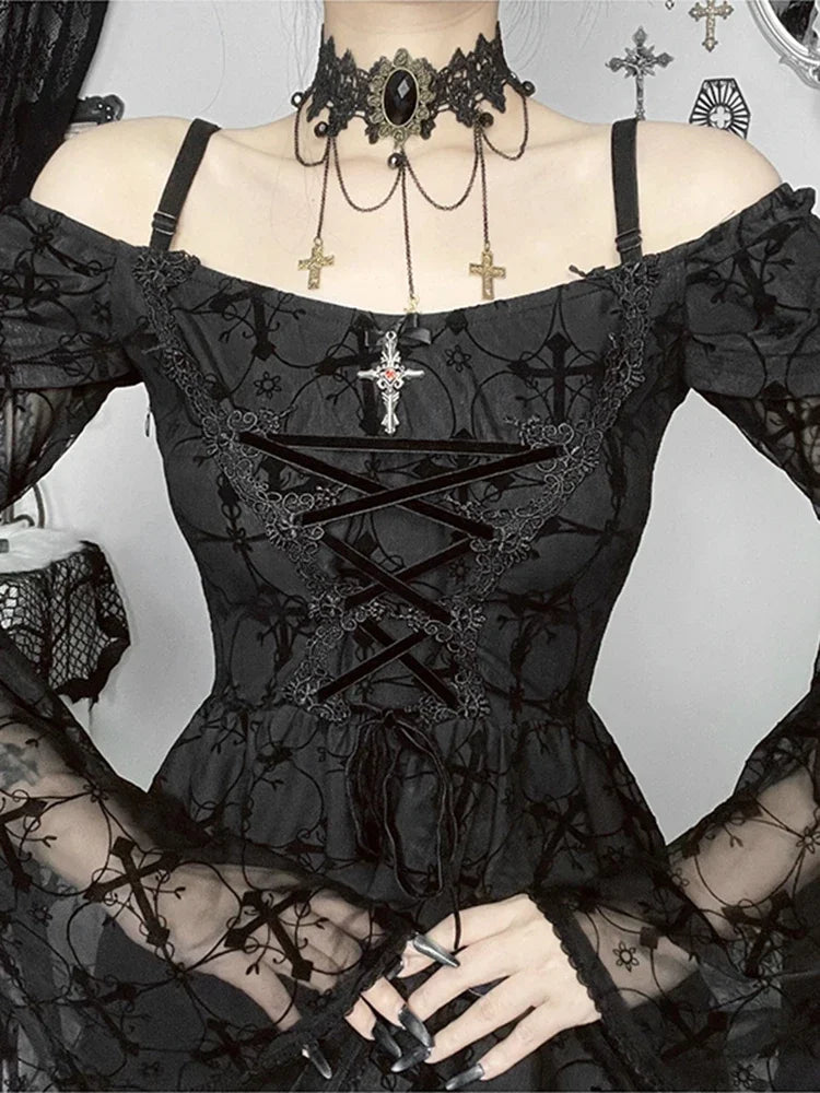 Cross Flare Sleeve Mini Dress