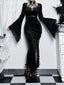 Suede Lace Sleeve High Waist Maxi Dress