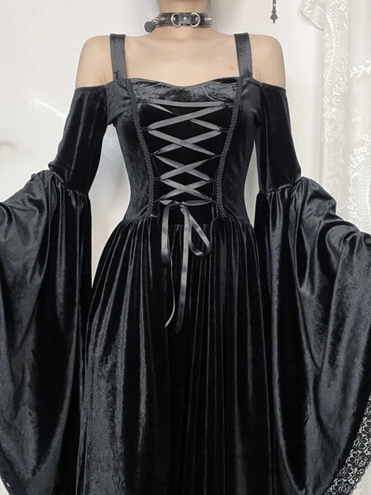 Flare Sleeve High Waist Bandage Maxi Dress