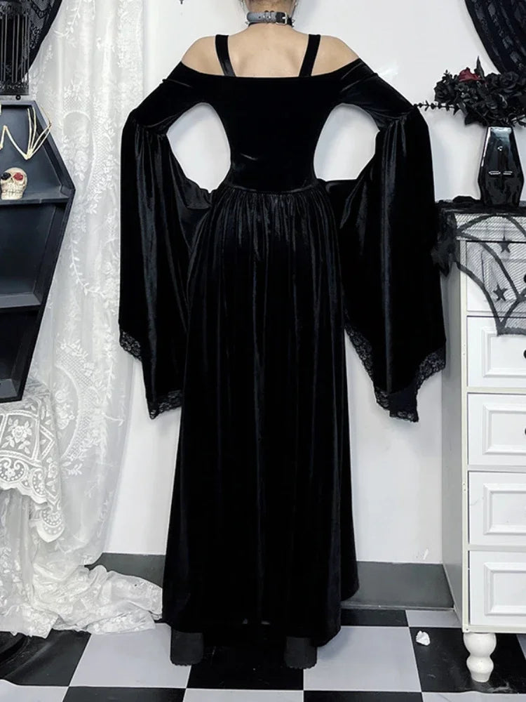 Flare Sleeve High Waist Bandage Maxi Dress