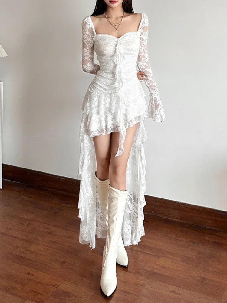 Fairycore See Through Corset Midi Dress