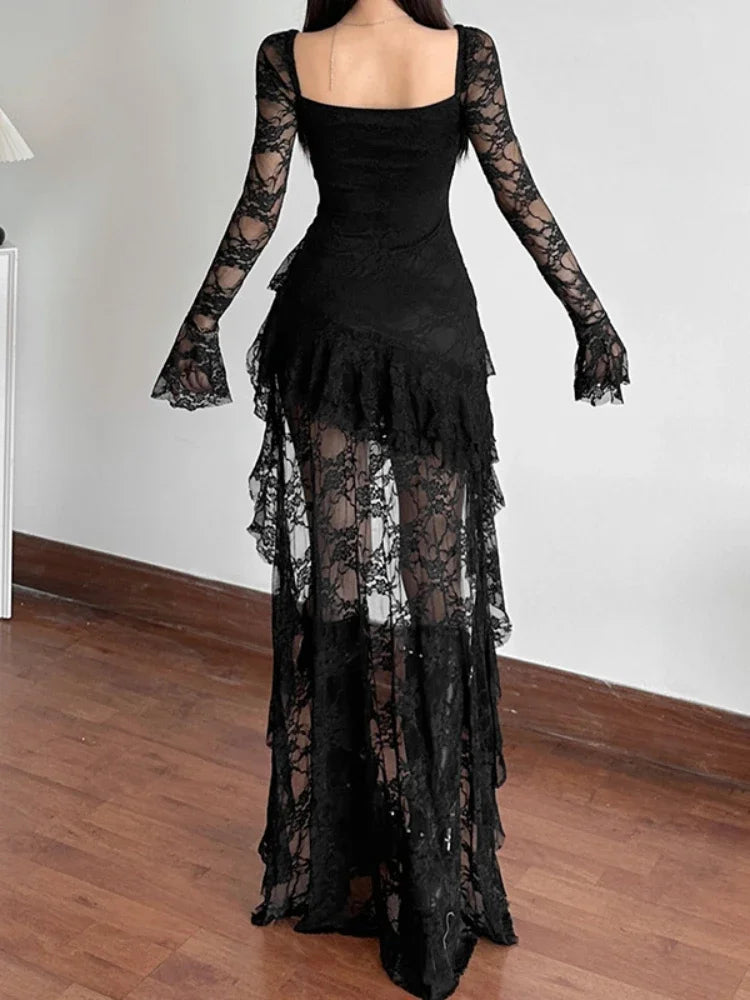 Fairycore See Through Corset Midi Dress