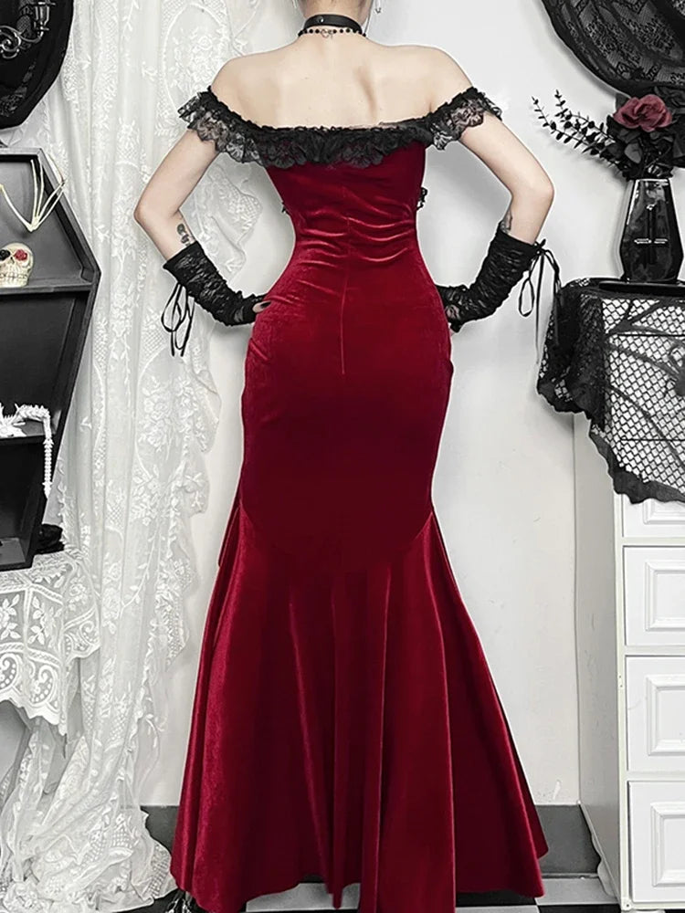 Palace Style Lace Hollow Out Maxi Dress