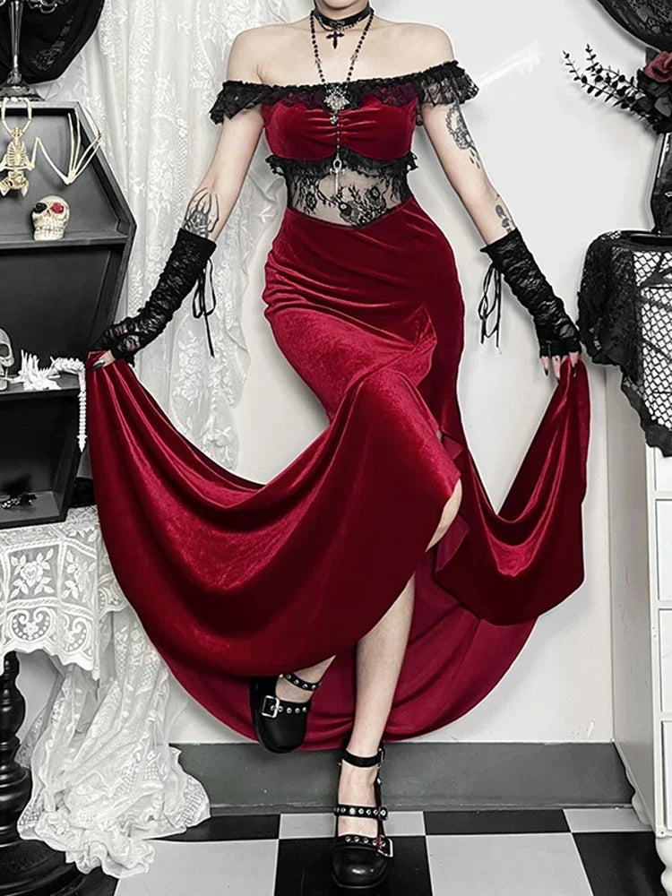 Palace Style Lace Hollow Out Maxi Dress